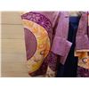Image 2 : Saison & Brides Purple & Orange Short Japanese Haori Kimono w/ Floral Design, Blue Obi & Tag  Marked