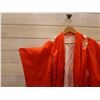 Image 2 : Orange Japanese Kimono w/ Floral Design & Tag  Marked Kuzuha KZH  for 7 Year-Old Girl