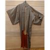 Image 1 : Gray Checked Japanese Kimono w/ Floral Design