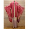 Image 1 : Pink & Purple Japanese Kimono w/ Floral Design, Tag & Green Obi