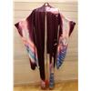 Image 1 : Burgundy & Blue Japanese Kimono w/ Floral Design & Tag   Women's One Size