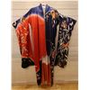 Image 1 : Orange & Blue Japanese Kimono w/ Floral Design & Tag   Women's One Size