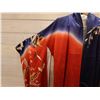 Image 3 : Orange & Blue Japanese Kimono w/ Floral Design & Tag   Women's One Size