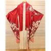 Image 1 : Red & White Japanese Kimono w/ Floral Design & Tag   Women's One Size