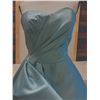 Image 2 : Wedding Dress, Blue Strapless w/ Train & Veil, Size 11/15T Adjustable (US Size M/L 8/10)
