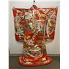 Image 2 : Red Japanese Wedding Kimono w/ Floral Design, Women's One Size