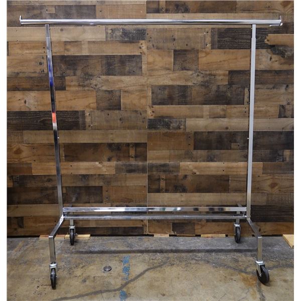 Rolling Metal Garment Clothing Rack 49"L x 20"W x 60"min Ht/81"max Ht