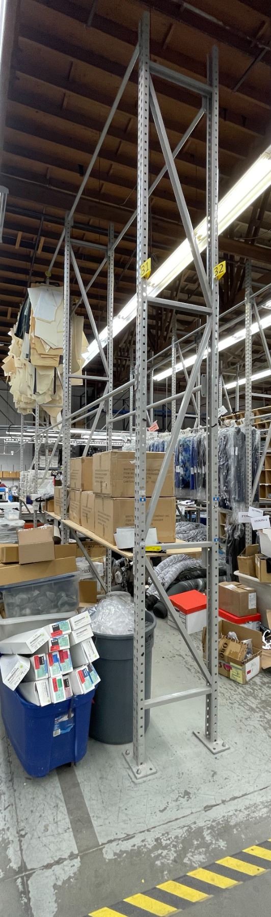 Steel warehouse garment racking - approx. 12 ft tall – 4 vertical ...