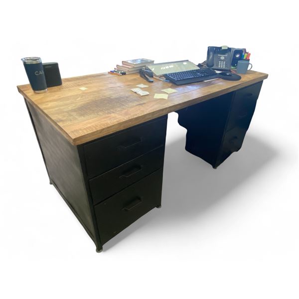 Office Desk w/2 Viewsonic Monitors & Arms - (Other Contents Not Included 68x31)