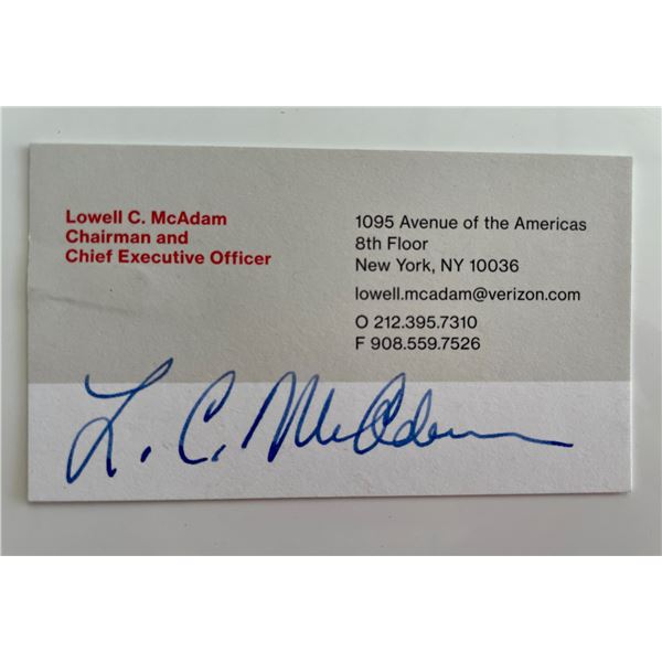 Verizon CEO Lowell C. McAdam signed business card