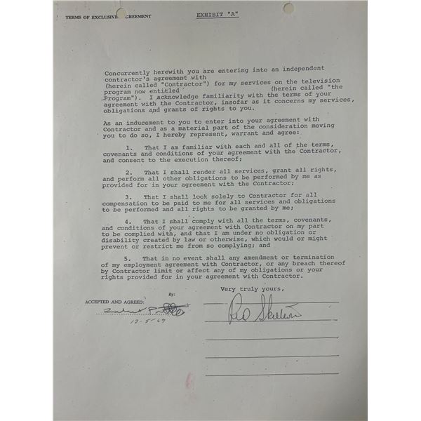 Red Skelton signed contract