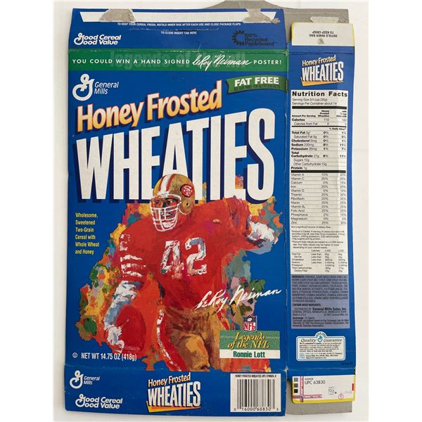 NFL Legend Ronnie Lott LeRoy Neiman Illustrated Honey Frosted Wheaties Cereal Box