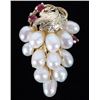 Image 1 : 14K YELLOW GOLD BAROQUE PEARL &  RUBY PENDANT