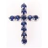 Image 1 : 18K WHITE GOLD BLUE SAPPHIRE LADIES CROSS PENDANT