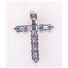 Image 2 : 18K WHITE GOLD BLUE SAPPHIRE LADIES CROSS PENDANT