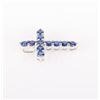 Image 3 : 18K WHITE GOLD BLUE SAPPHIRE LADIES CROSS PENDANT