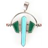 Image 2 : NAVAJO STERLING  TURQUOISE &  MALACHITE PENDANT
