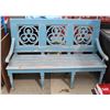 Image 1 : LARGE PAINTED BLUE OUTDOOR WOOD BENCH