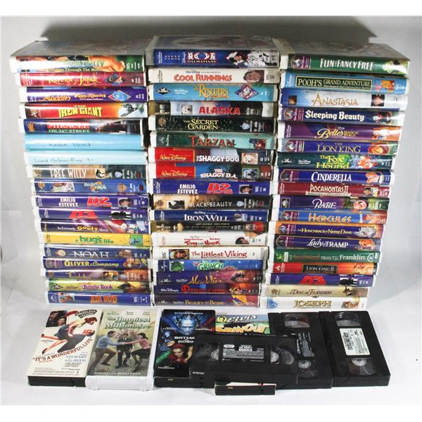 TOTE OF APX 60 VHS MOVIES