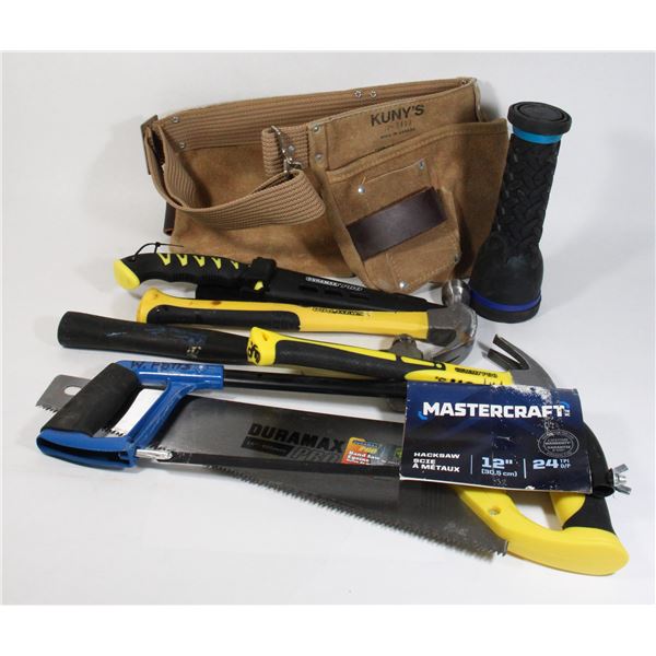 LOT OF HAMMERS AND HAND SAWS