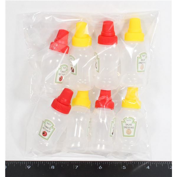 NEW 8PCE MINI TO GO CONDIMENT BOTTLES