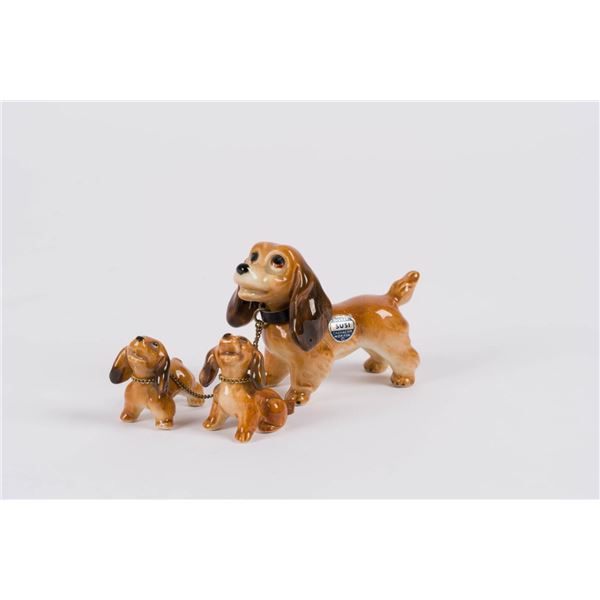 A "Lady and the Tramp" Lady with Two Puppies Figurine Set.