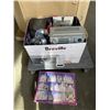 Image 1 : BOX OF ASSORTED HOUSEHOLD ITEMS, SETREO UNIT, 3D PUZZLE ETC