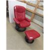 Image 1 : Leather/Leather-Style Swivel Chair with Ottoman 