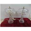 Image 2 : 2 Crystal Lamps 12'' High , 3 Pieces Crystal/Cut Glass, Vase,