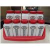 Image 2 : 10 Milk Glass Spice Jars with Rack, Red Wing Beater Jar &