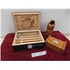 Image 1 : Humidor Cigar Box, Carved Owl with Brush, Trinket Box 