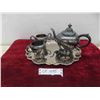 Image 1 : Silver Plated Tea Pot, Creamer, Sugar Bowl & tray 