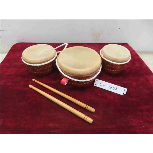 3 Piece Drums with Drumsticks 