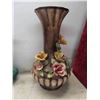Image 2 : Italian Vintage Capodimonte Vase, 2 Flowers, Blue 
