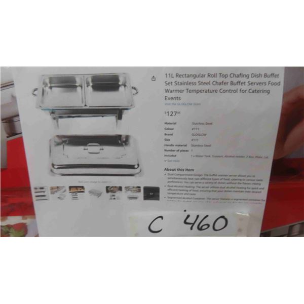 11L Rectangular Roll Top Chafing Dish Buffet Set Stainless