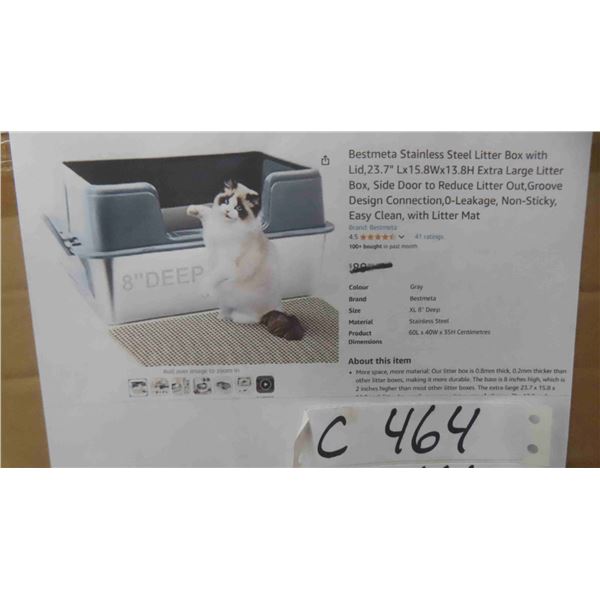 Bestmeta Stainless Steel Litter Box with Lid,23.7" Lx15.8Wx