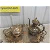 Image 2 : Silverware Tea Set: Pot, Tray, Cream\Sugar, Salt/Pepper, 
