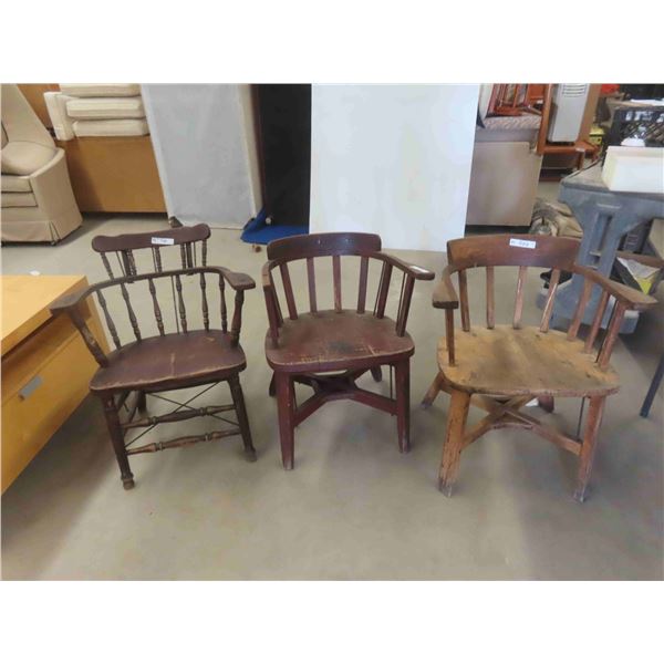 3 Railway Arm Chairs 