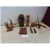 Image 1 : 9 Carved Figures: Racoon, Totem Poles, Plaque, Tallest 11'' 