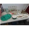 Image 1 : Servingware Sugar Bowls, Vase, 5 Decorative Bottles with Flip Cap, Trivots, 4 Xmas Plates & More 