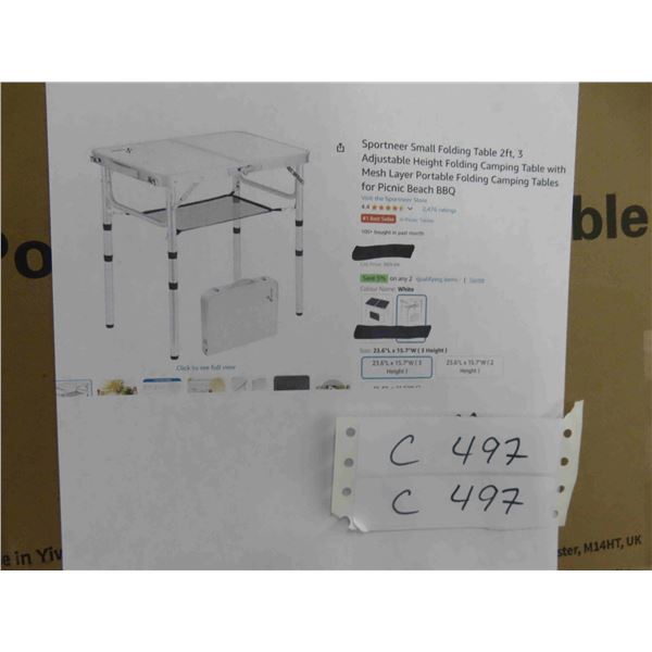 Sportneer Small Folding Table 2ft, 3 Adjustable Height Folding Camping