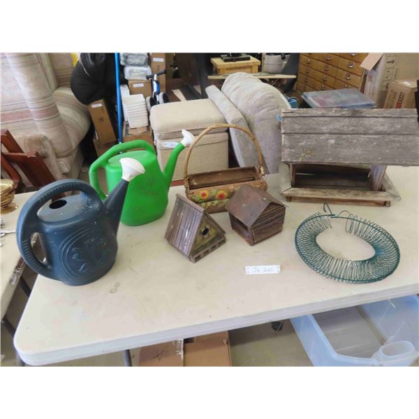 Bird & Squirrel Feeder, 2 Bird Houses, Handmade Basket &