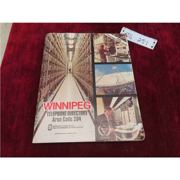 Winnipeg Telephone Directory Book June 28 1981 