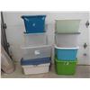 Image 1 : 8 Plastic Totes with Lids , Various Sizes 