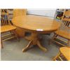 Image 2 : Oak Pedestal Table 30'' x 42'' , Leaf 18'' , 4 