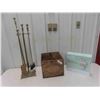 Image 1 : Wood Butter Box , Wall Organizer/Shelf, Brass Fireplace