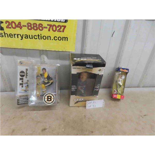 3 Hockey Figures in Boxes: Bobby Orr, Pavel Buor