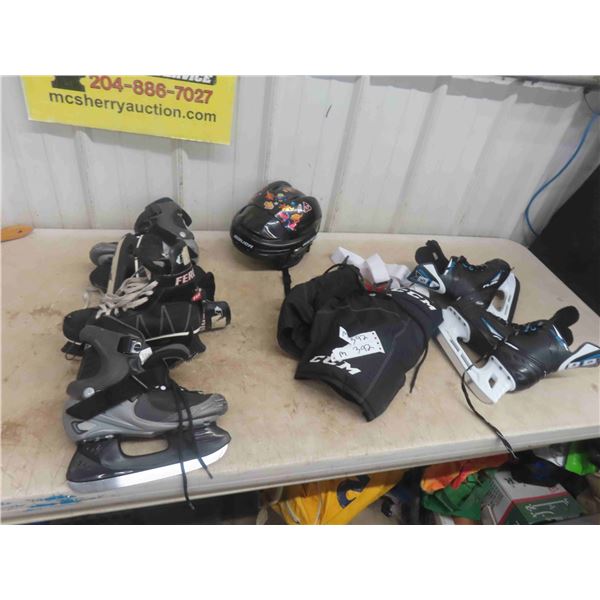 Hockey Equipment: Bauer Helmet, CCM Small