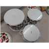 Image 2 : 3 Vintage Cherry Enamel Stock Pots (Handle on Lid 