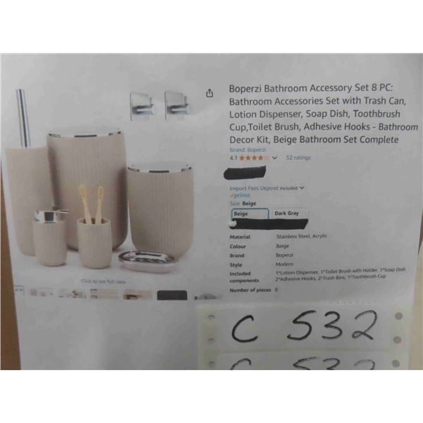 Boperzi Bathroom Accessory Set 8 PC: Bathroom Accessories Set 